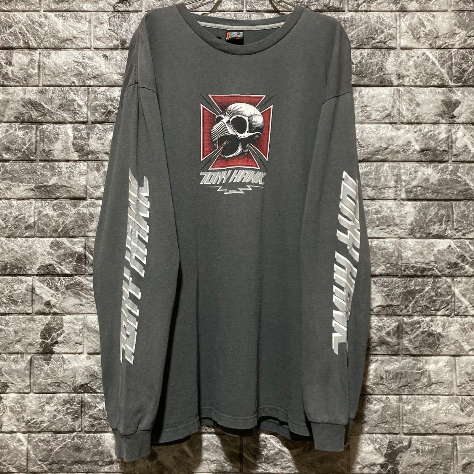 希少 TONY HAWK ロンT USA製 ボロ ダメージ 難あり グランジ