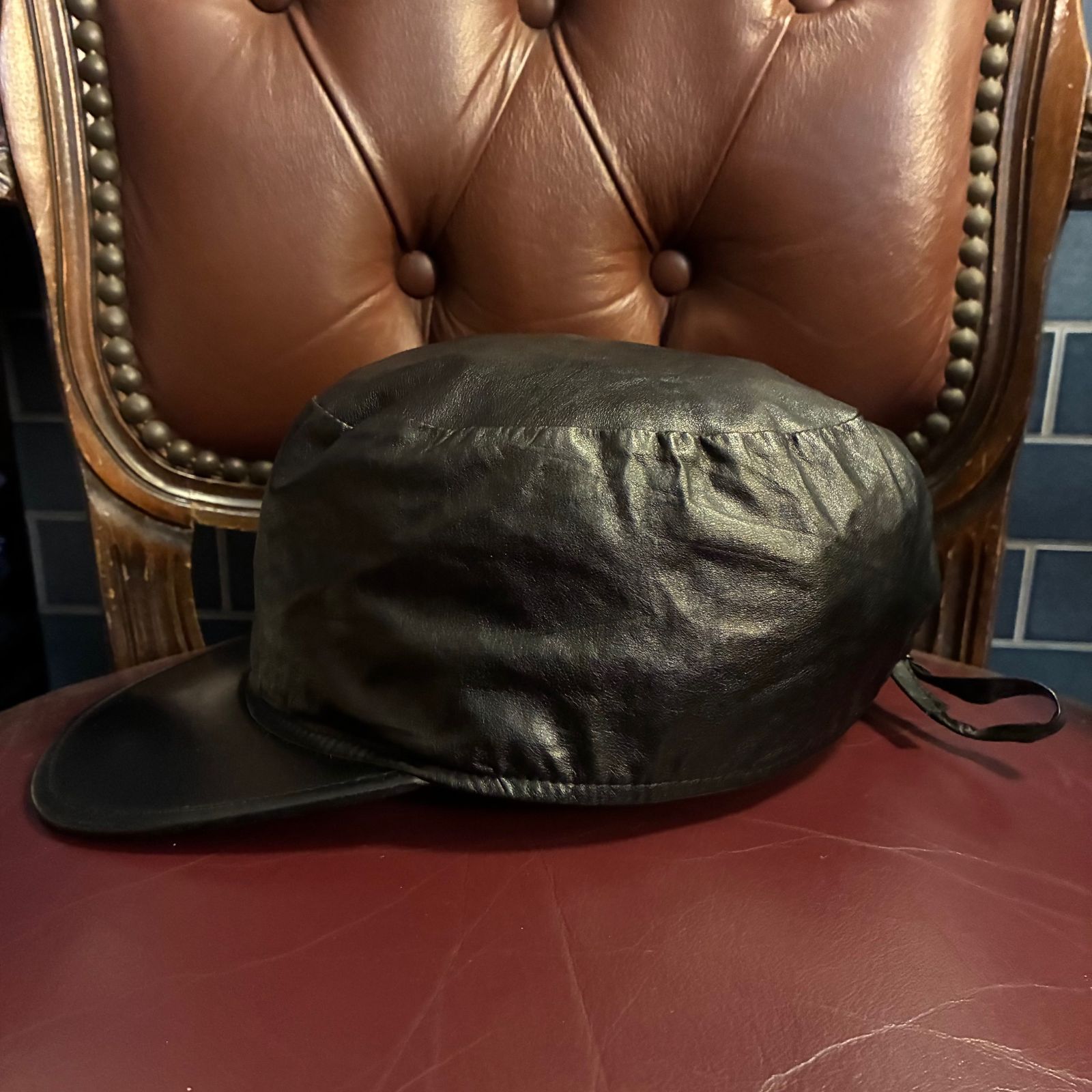 激 MADE IN JAPAN製 2009年モデル HOUSE LEATHER 本革ホースレザーアーミーキャップ ブラック ONE SIZE