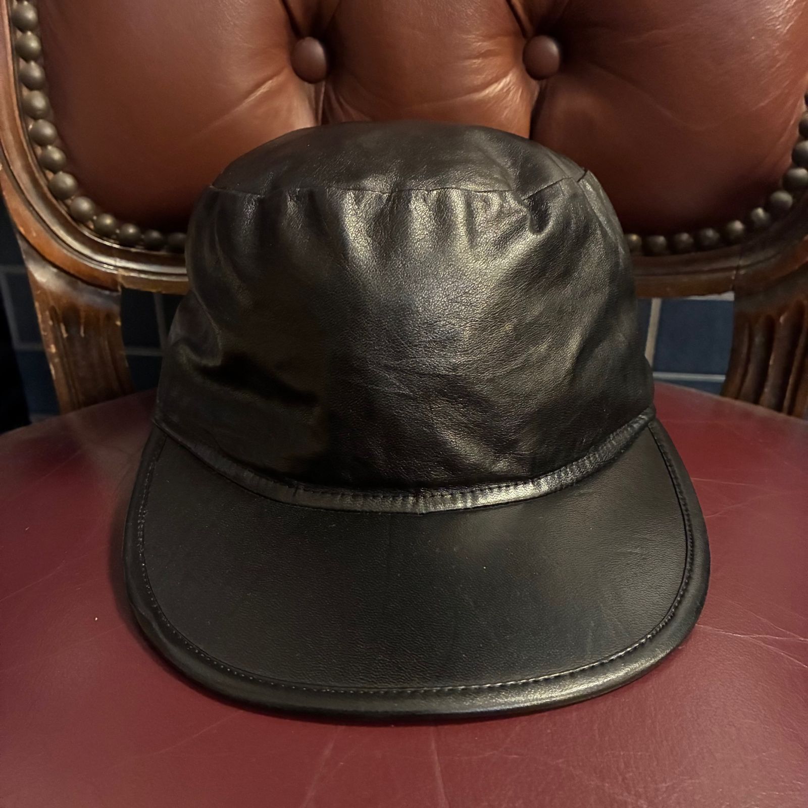 激 MADE IN JAPAN製 2009年モデル HOUSE LEATHER 本革ホースレザーアーミーキャップ ブラック ONE SIZE