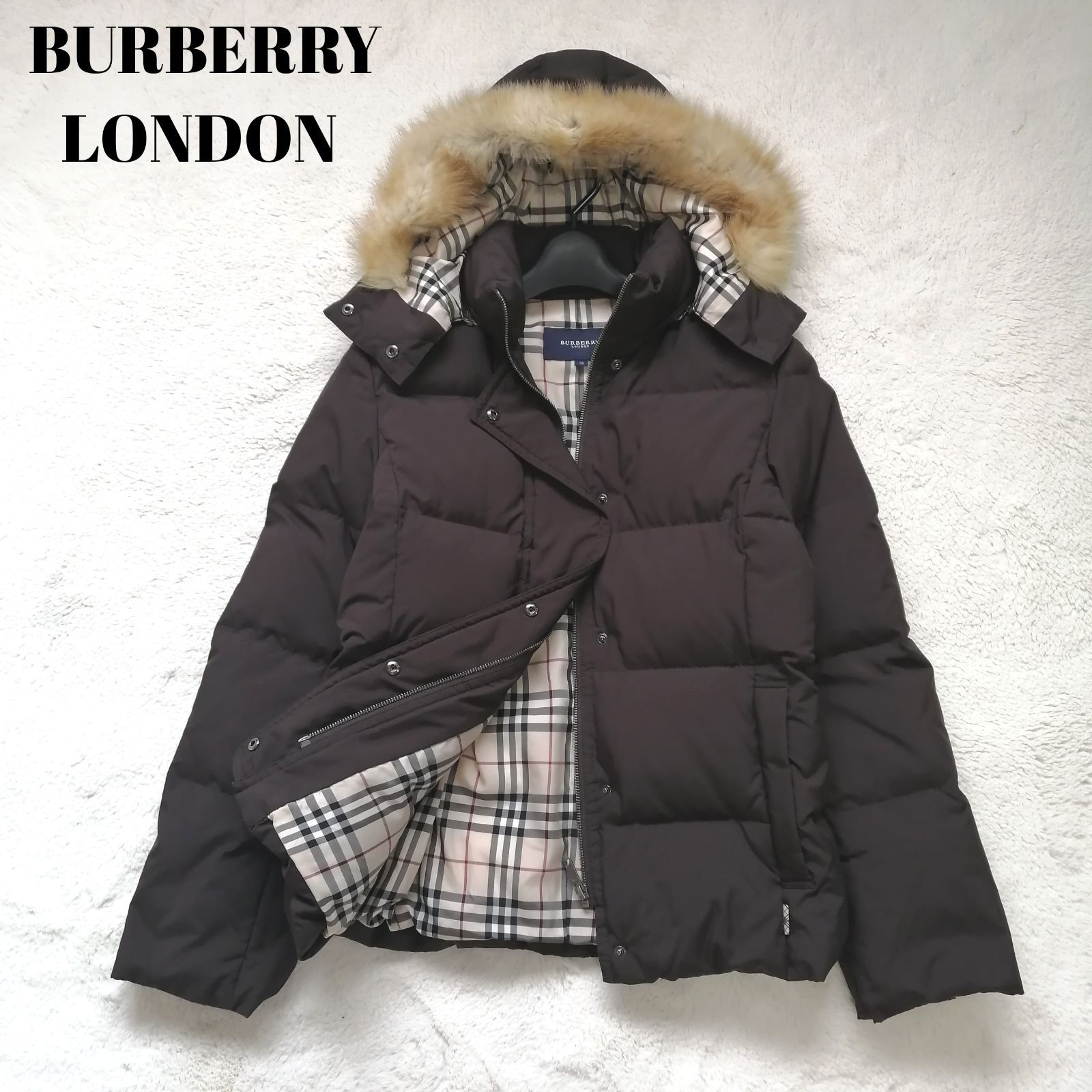 バーバリーロンドン ダウンジャケット ノバチェック ショート ブラウン