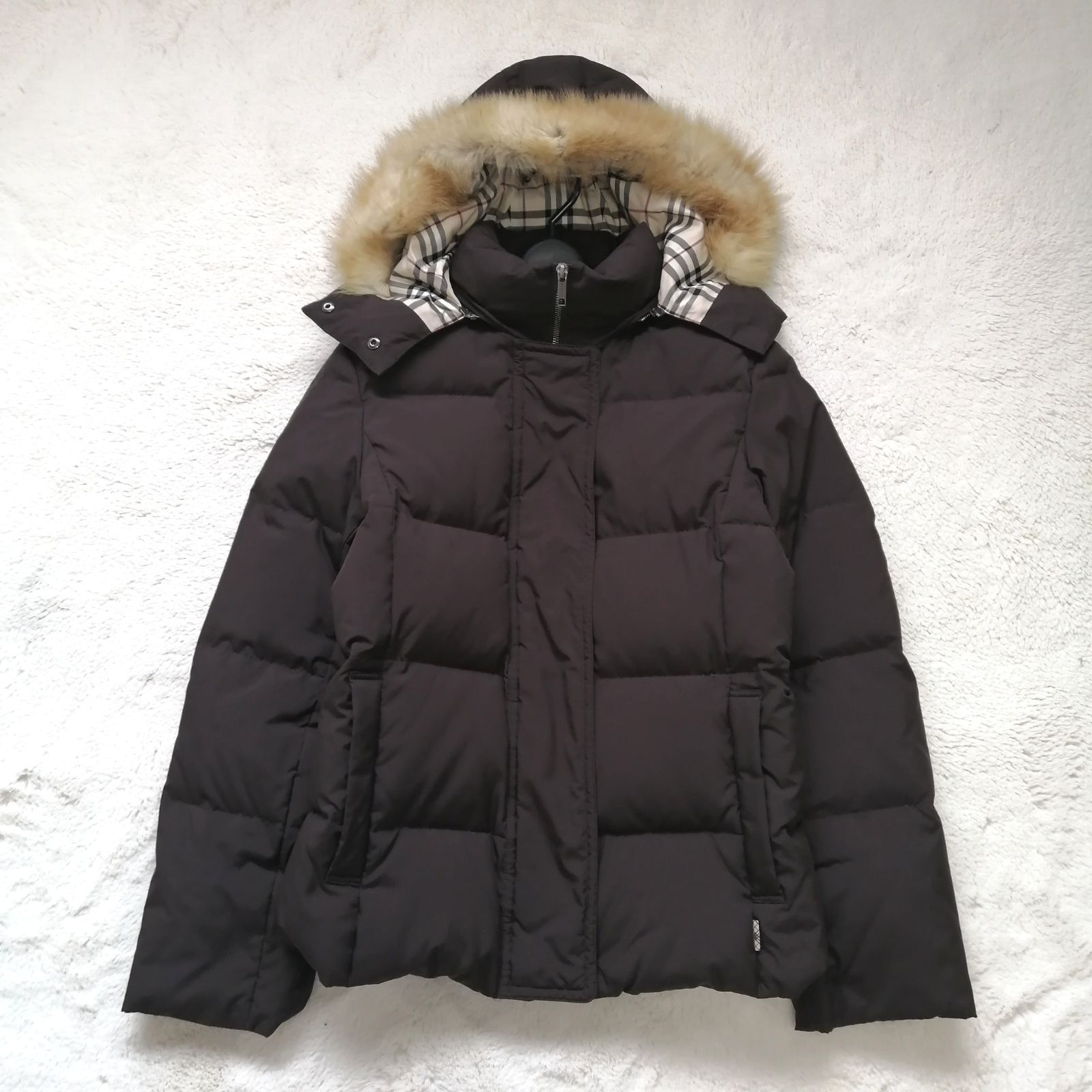 バーバリーロンドン ダウンジャケット ノバチェック ショート ブラウン