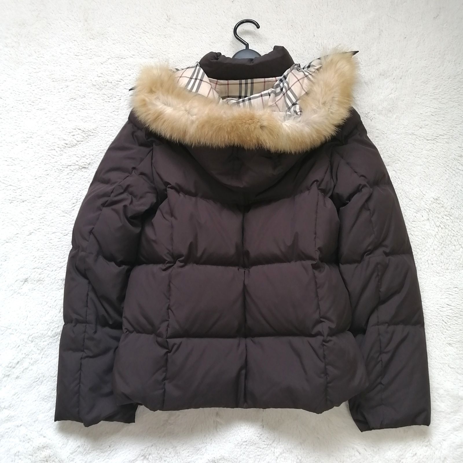 バーバリーロンドン ダウンジャケット ノバチェック ショート ブラウン