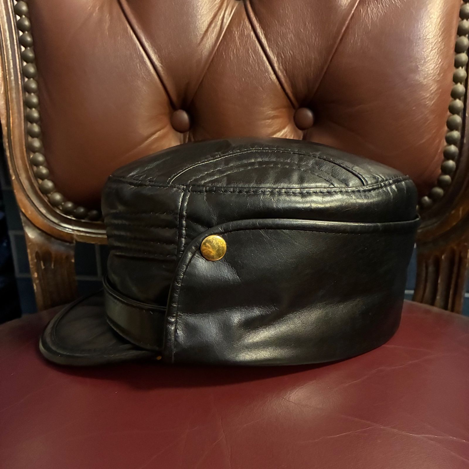 激 MADE IN JAPAN製 2007年モデル 本革 レザーコサックアーミーキャップ ブラック Lサイズ