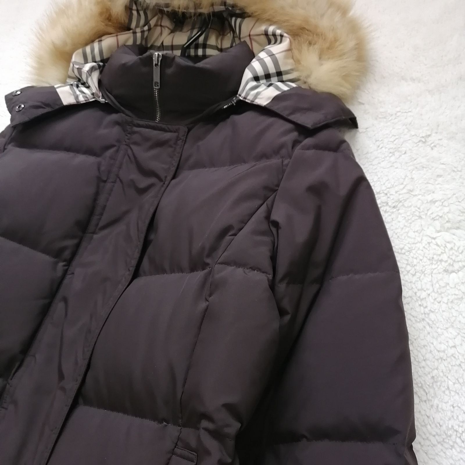 バーバリーロンドン ダウンジャケット ノバチェック ショート ブラウン