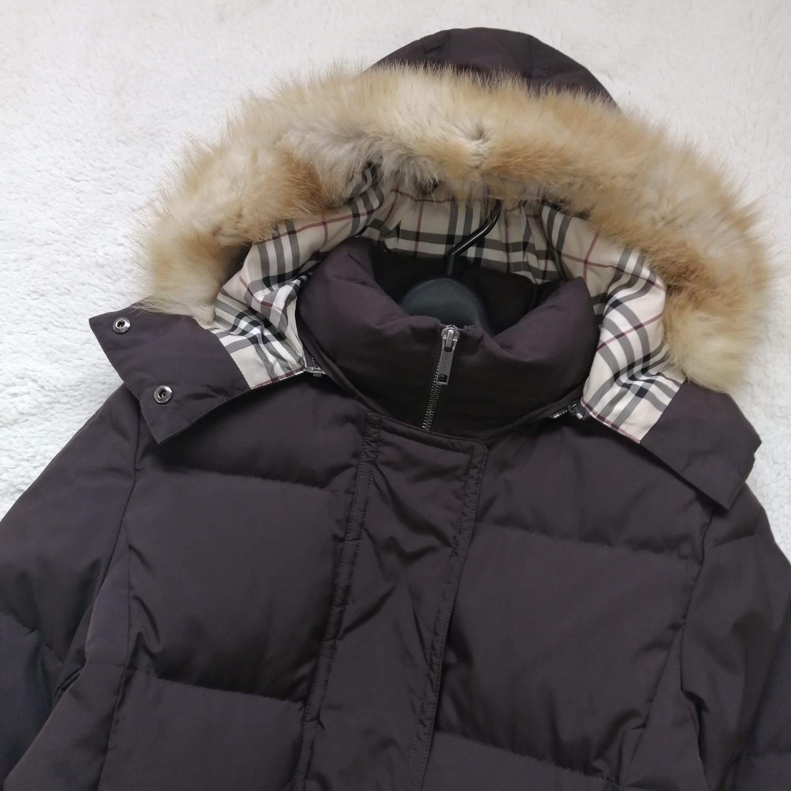 バーバリーロンドン ダウンジャケット ノバチェック ショート ブラウン