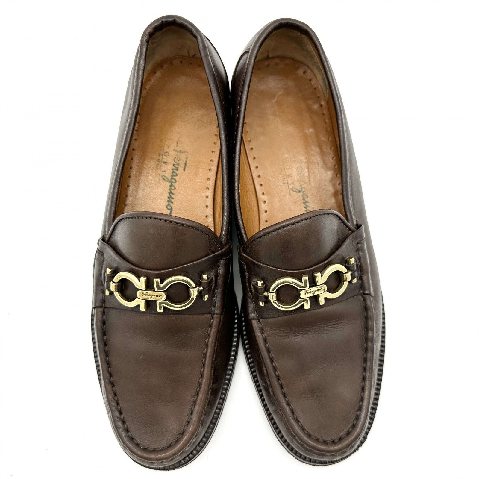 Ferragamo ガンチーニ ローファー レザー ブラウン 846A - メルカリ