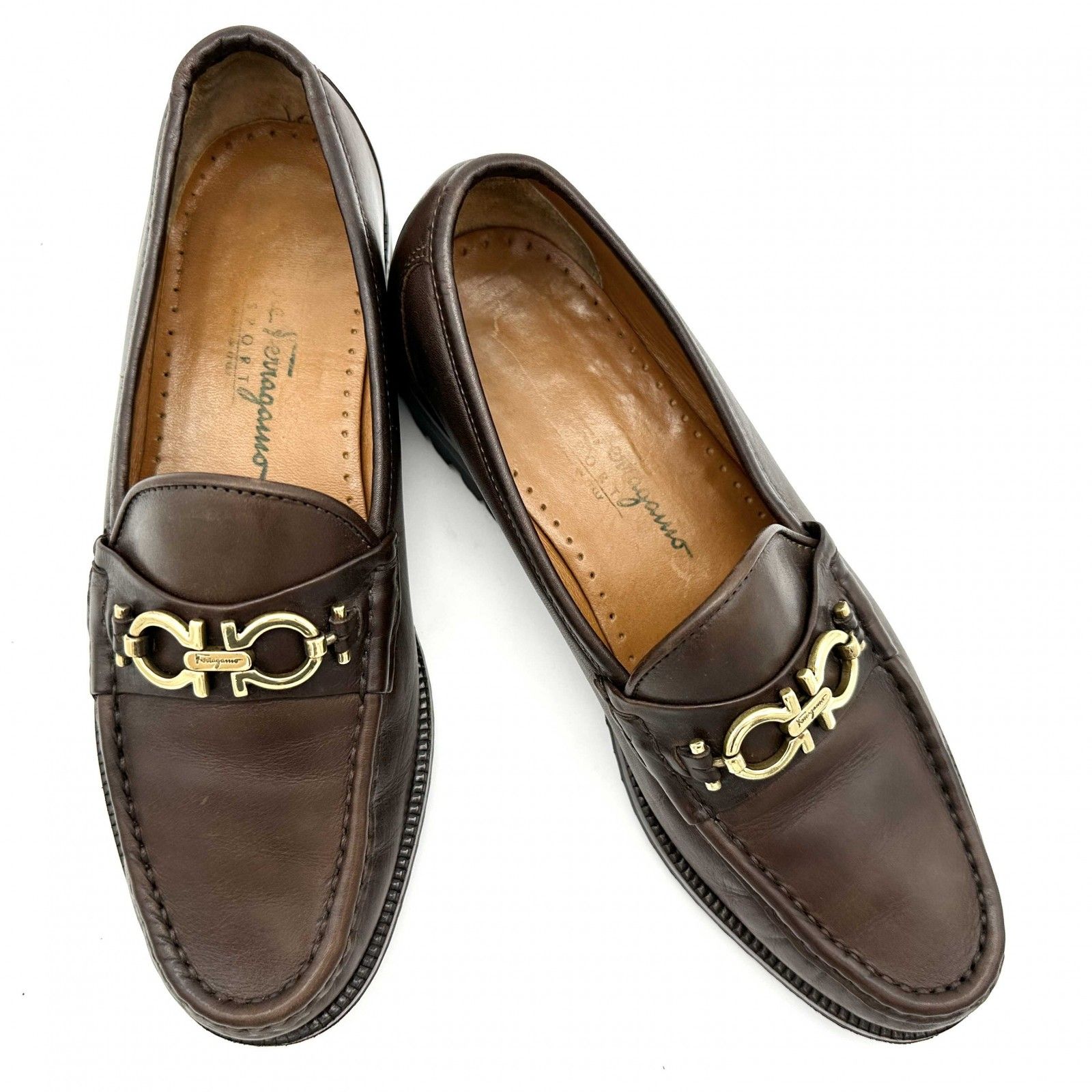 Ferragamo ガンチーニ ローファー レザー ブラウン 846A - メルカリ