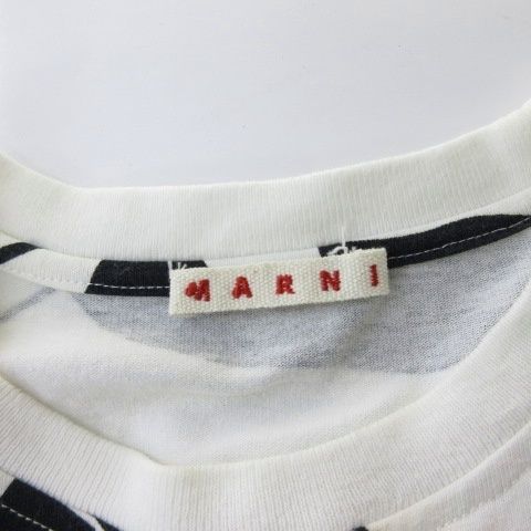 マルニ MARNI ワンピース ロング リーフ柄 半袖 白黒 ホワイト ブラック 36 
