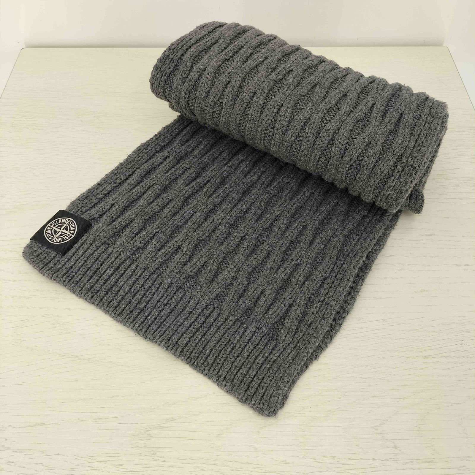 ストーンアイランド STONE ISLAND ロゴパッチ ニットマフラー メンズ 表記無