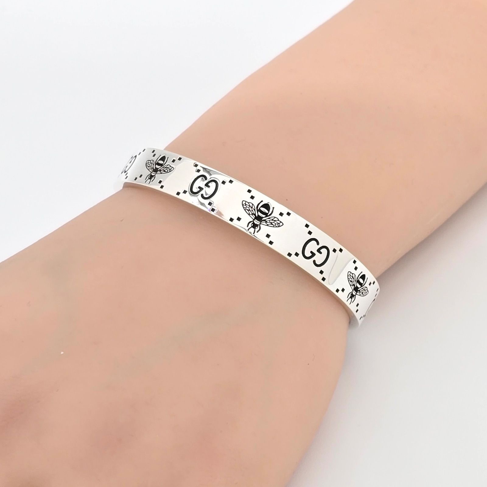 GUCCI グッチ 728296 GG ビー バングル 17 腕周り約17㎝ スターリング
