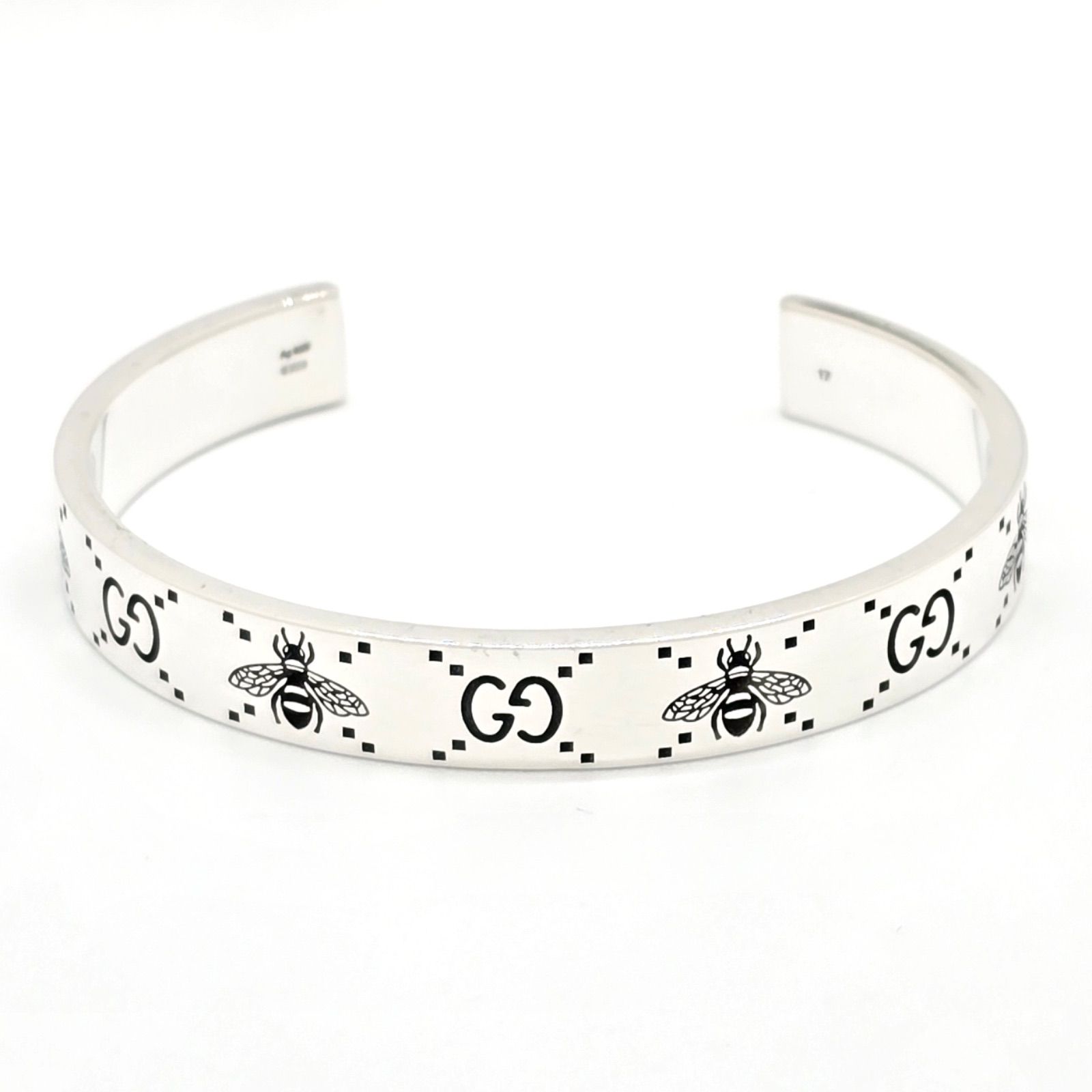 GUCCI グッチ 728296 GG ビー バングル 17 腕周り約17㎝ スターリングシルバー SV 925 エングレービング 32 39 g イタリア製 1313 AR 男女兼用