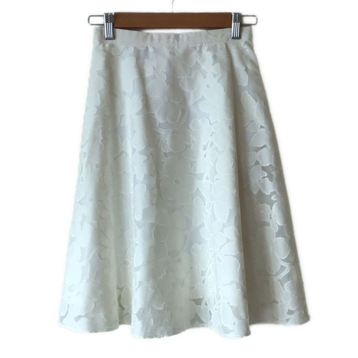 Rene ルネ スカート サイズ34 S レディース 白 ひざ丈 花柄