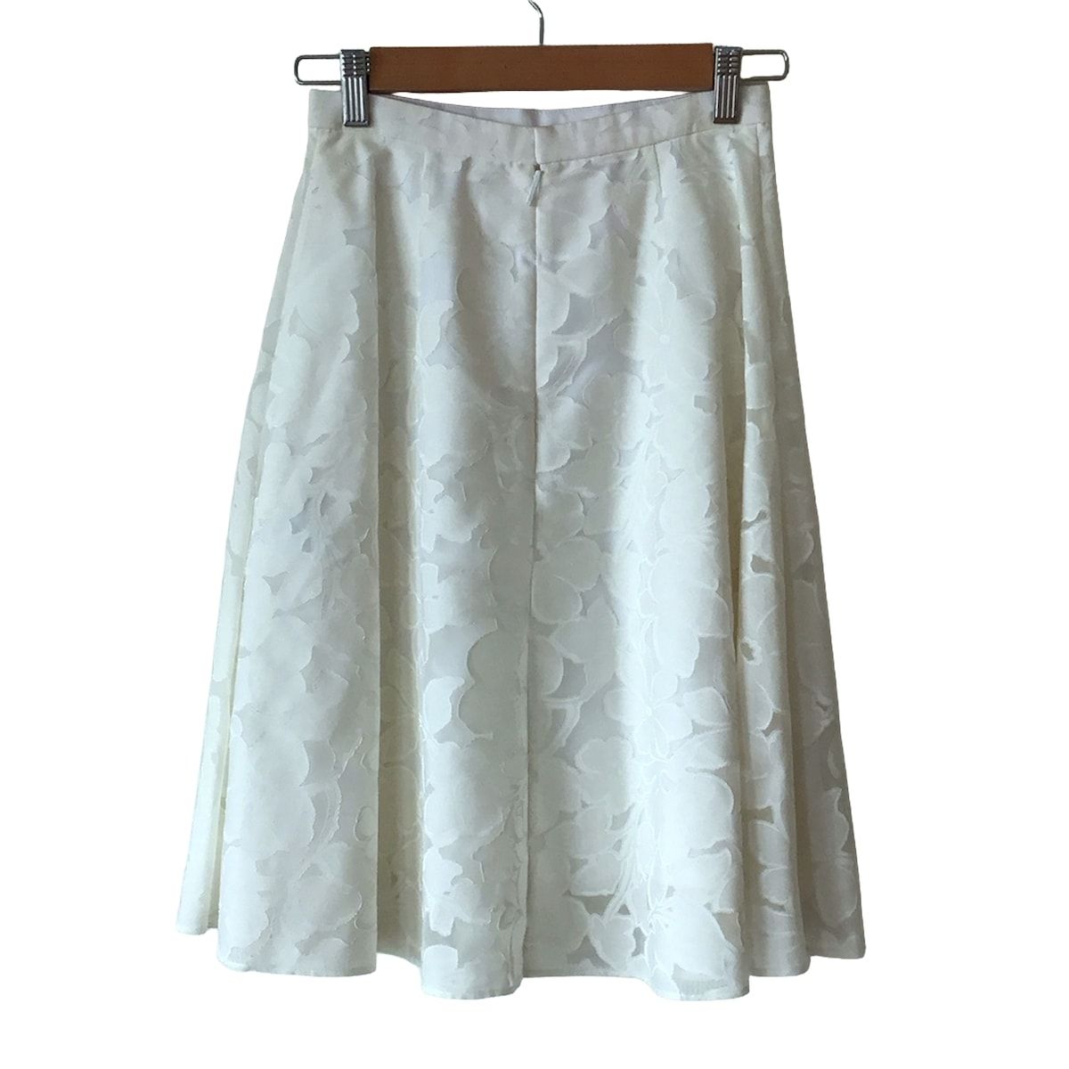 René ルネ　花柄フレアスカート 34 白 Rene(ルネ) スカート サイズ34 S レディース美品 - 白 ひざ丈/花柄