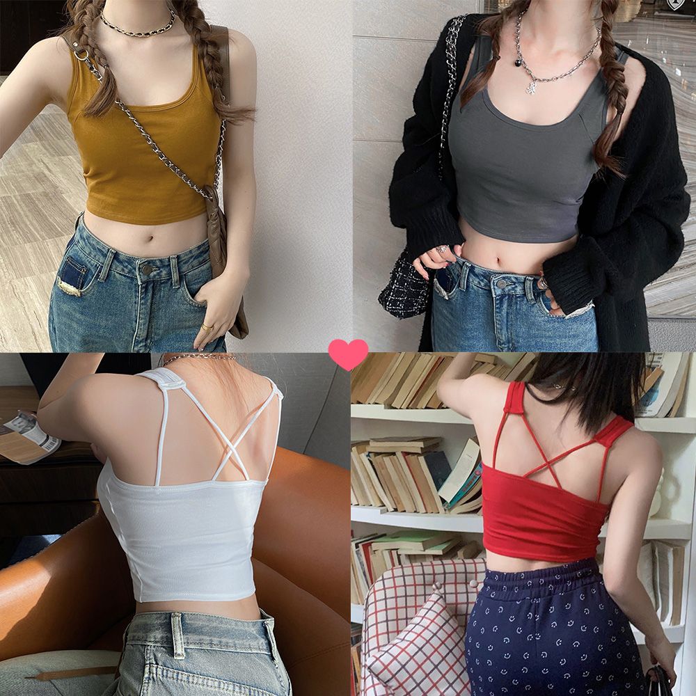 カップ付き バッククロスタンクトップ無地 - メルカリ