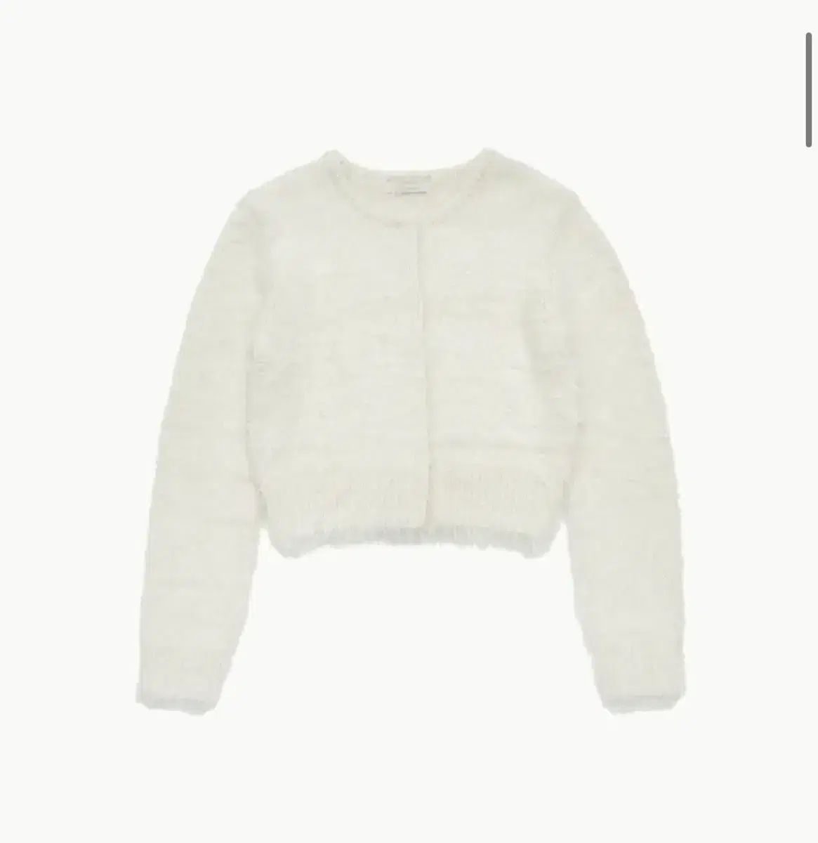 アモーメント カーディガン SHAGGY CROPPED CARDIGAN_IVORY