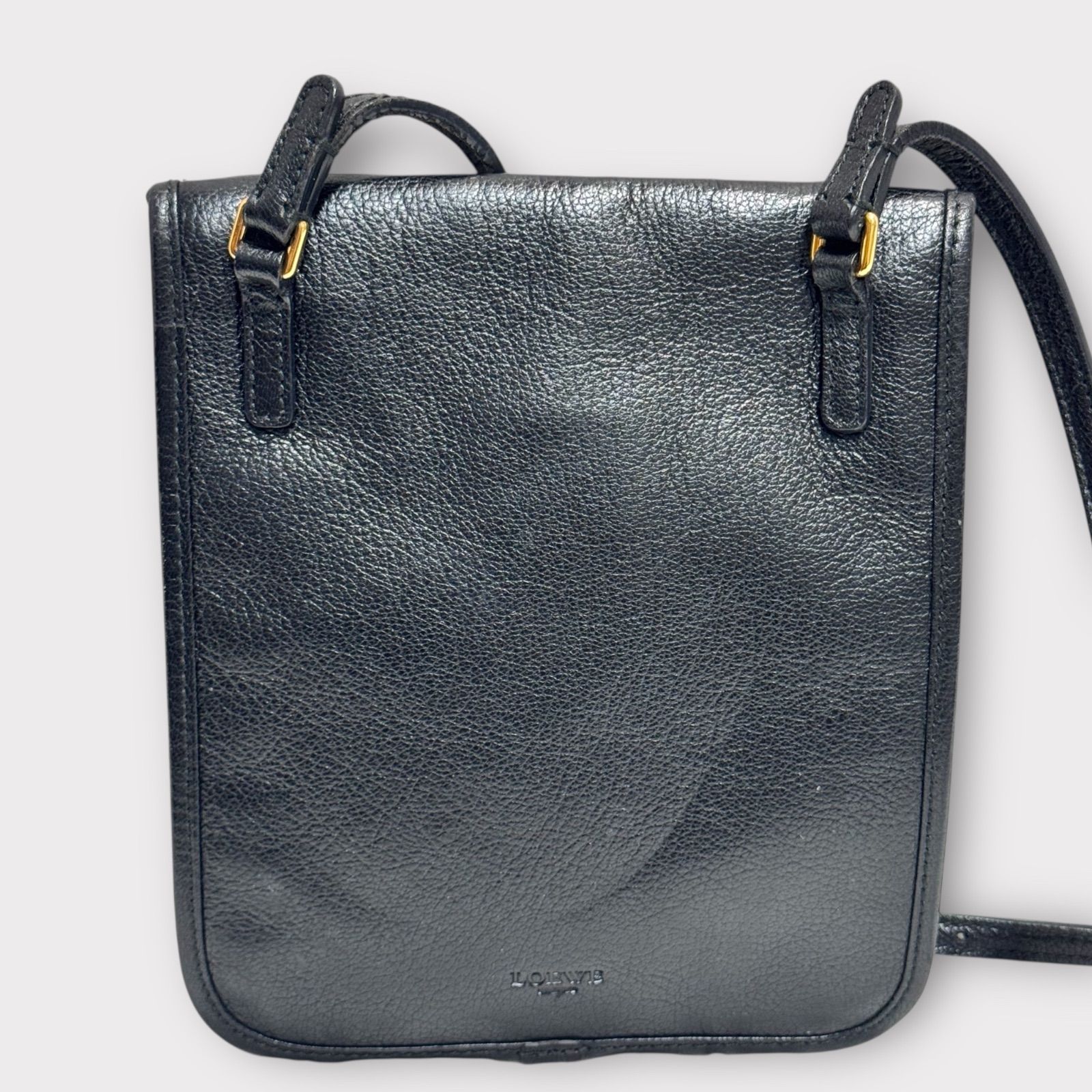 超美品！LOEWE ロエベ ロゴ型押し レザー ショルダーバッグ サコッシュ