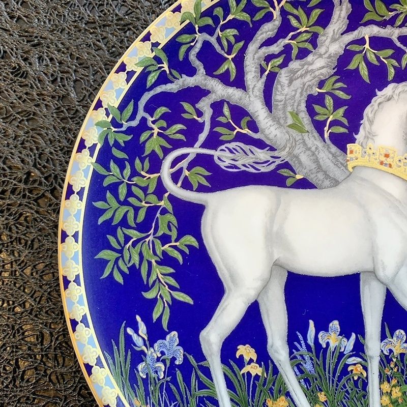 フッチェンロイター　ユニコーン　絵皿　飾り皿 フッチェンロイター ユニコーン 飾り皿 壁掛け 金彩 Hutschenreuther