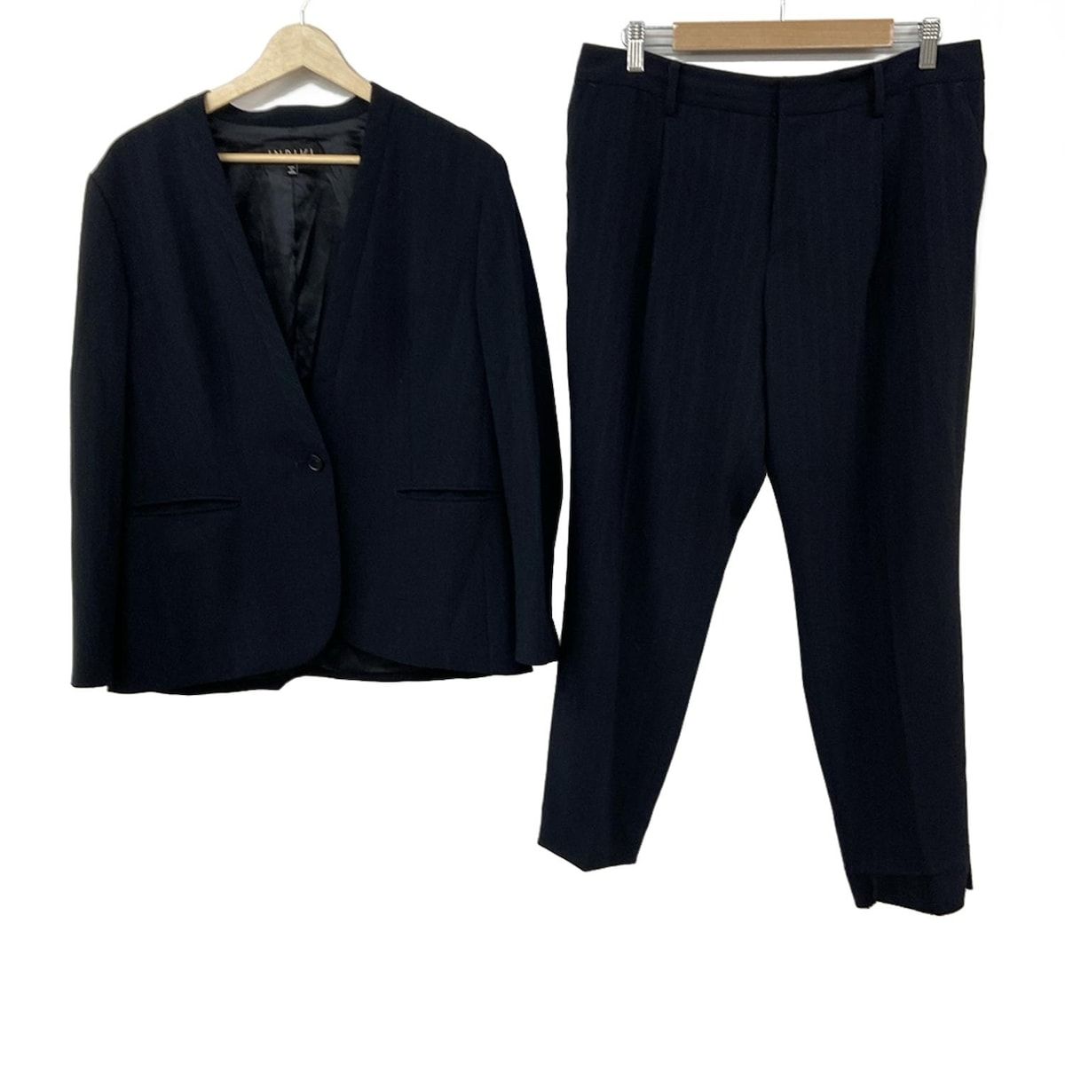 INDIVI インディビ レディースパンツスーツ レディース - ダークネイビー ストライプ