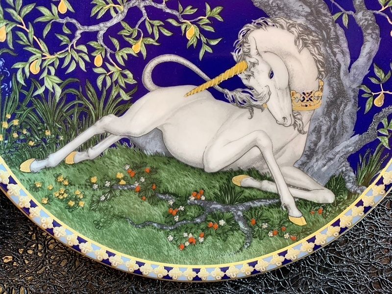 フッチェンロイター ユニコーン 飾り皿 壁掛け 金彩 Hutschenreuther