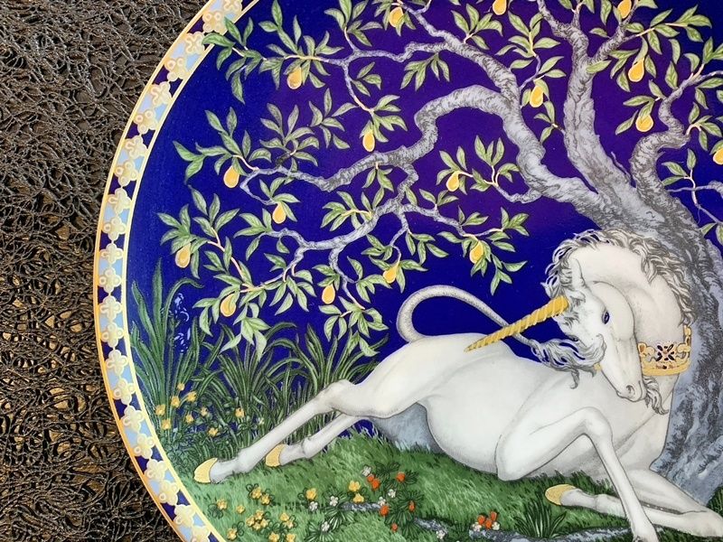 フッチェンロイター ユニコーン 飾り皿 壁掛け 金彩 Hutschenreuther