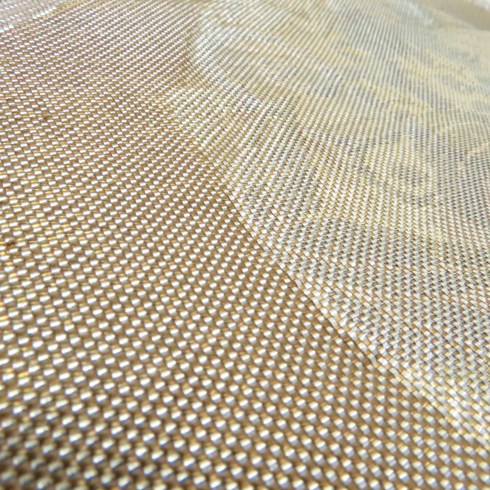 袋帯 佐賀錦 金糸銀糸 シャンパンゴールド系 金色x薄ピンク色x銀色