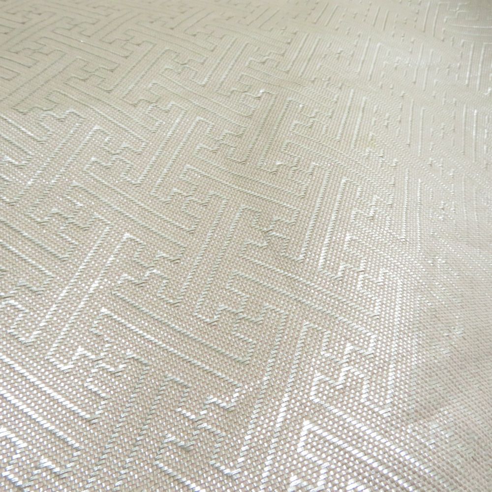 袋帯 佐賀錦 金糸銀糸 シャンパンゴールド系 金色x薄ピンク色x銀色