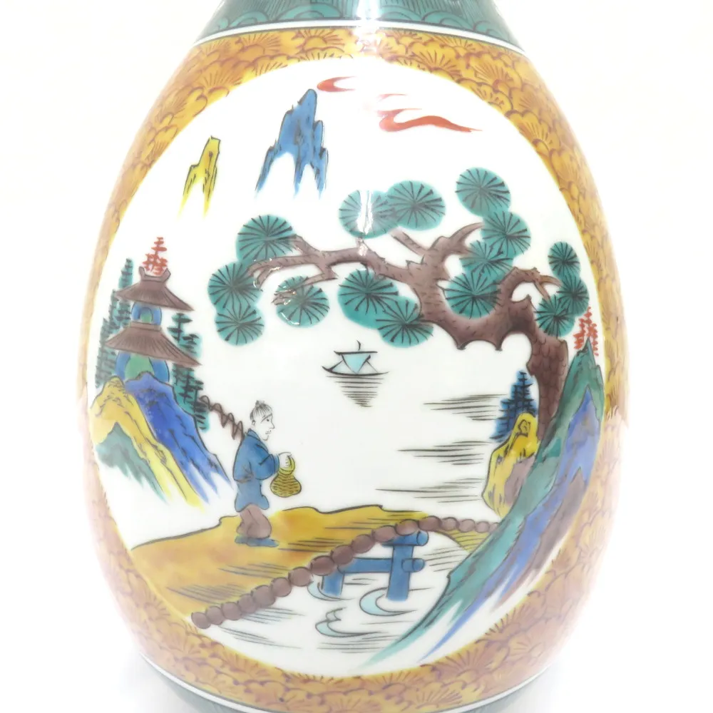 花器 古九谷 九谷焼 古九谷 青手九谷 唐獅子牡丹図耳付大花瓶 【公式通販】