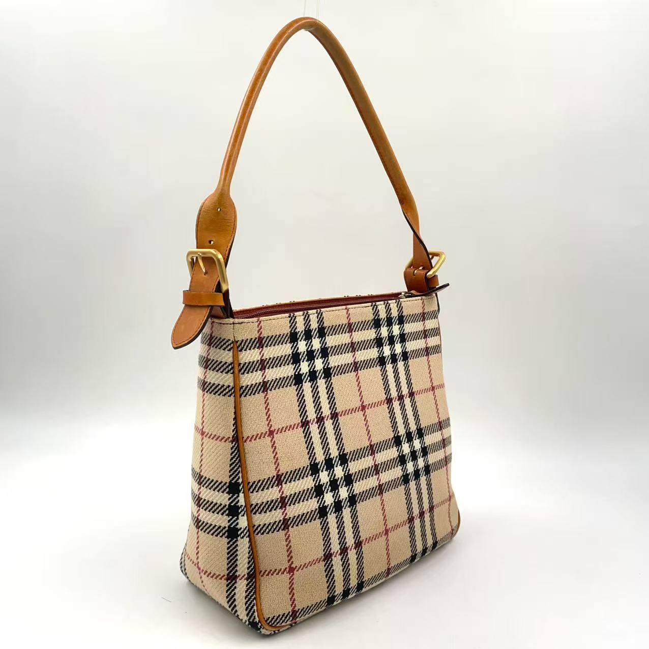 BURBERRY ノバチェック ワンショルダー レザー×ファブリック ベージュ