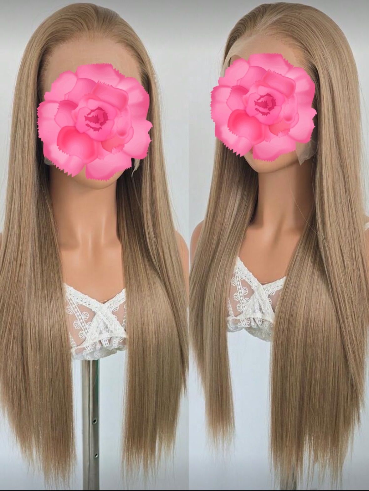 広範囲レース 手植えレースウィッグ フロントレース フルウィッグ 自然 人工毛 手植えウィッグ 医療用ウィッグ|ミルクティーベージュ アッシュ ライトブラウン ロングストレート 前髪なし