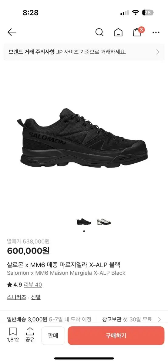 サロモン メゾンマルジェラ X ALP ブラック 250