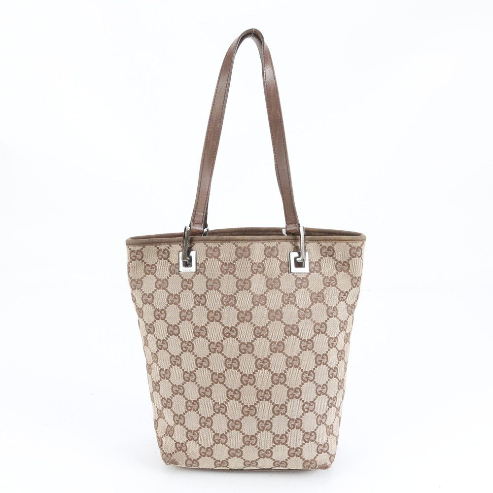 美品 グッチ GG キャンバス 31244 レザー トート バッグ 肩掛け