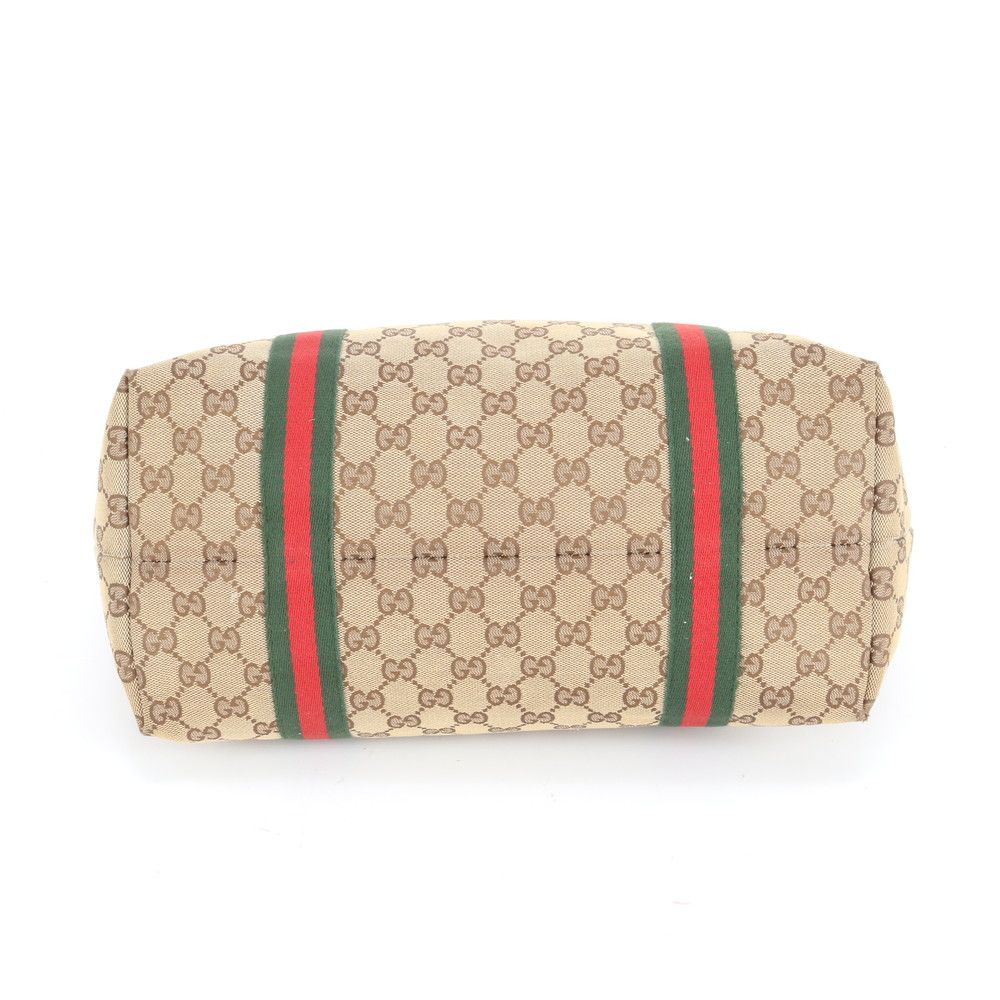 極美品 グッチ GG キャンバス シェリー ライン チャーム付 レザー