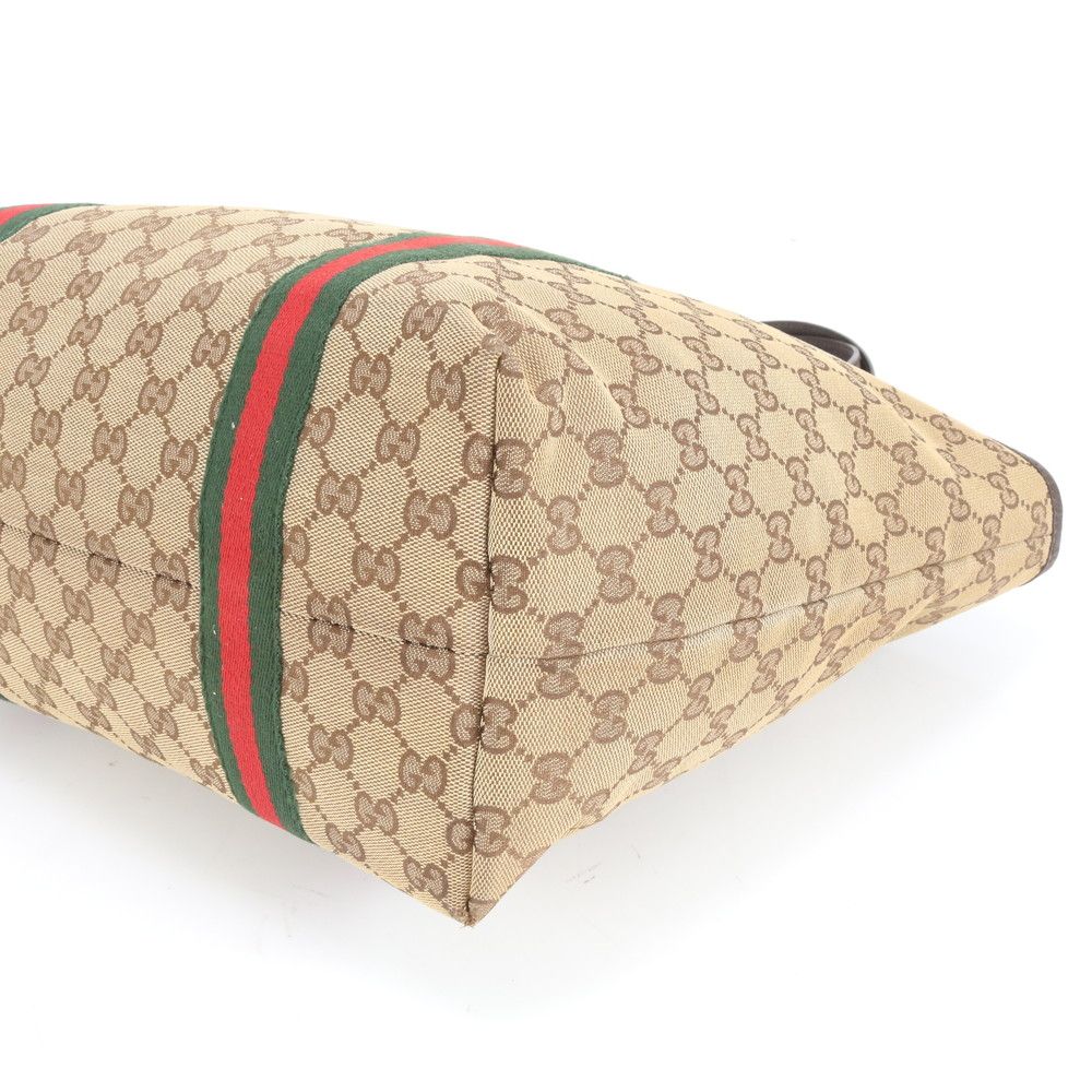 極美品 グッチ GG キャンバス シェリー ライン チャーム付 レザー