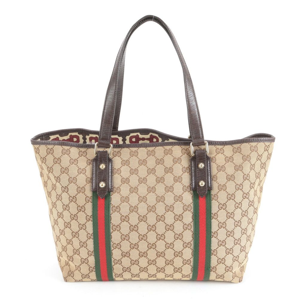 極美品 グッチ GG キャンバス シェリー ライン チャーム付 レザー