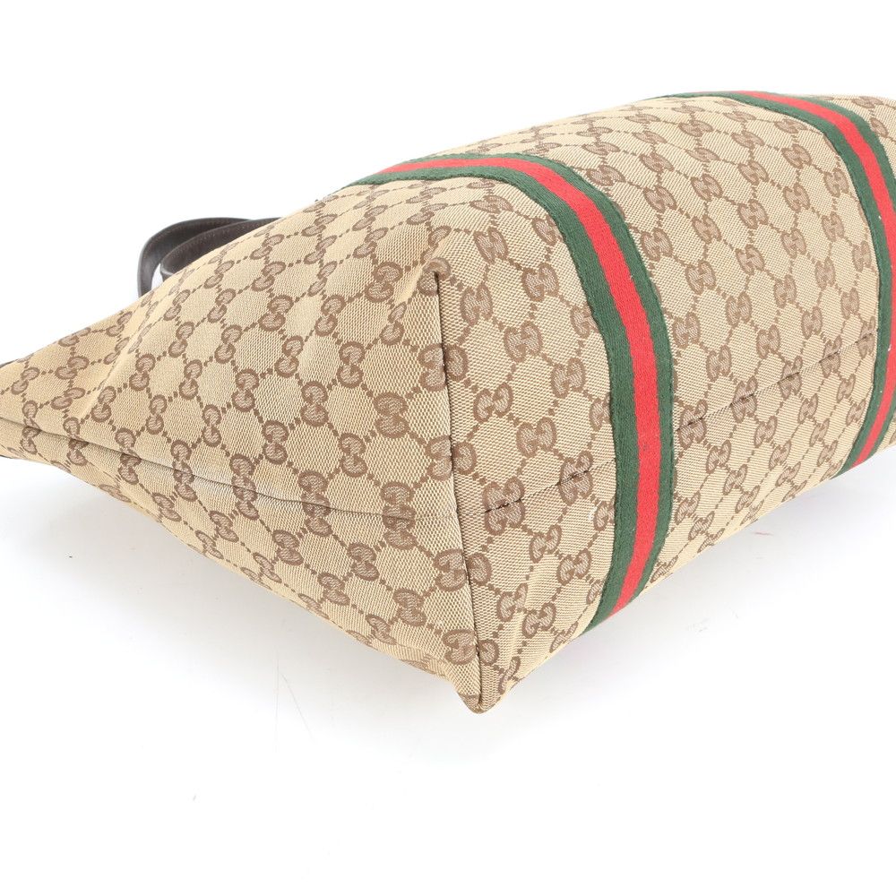 極美品 グッチ GG キャンバス シェリー ライン チャーム付 レザー