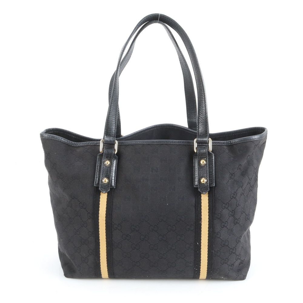 極美品 グッチ GG キャンバス チャーム付 レザー トート バッグ 肩掛け