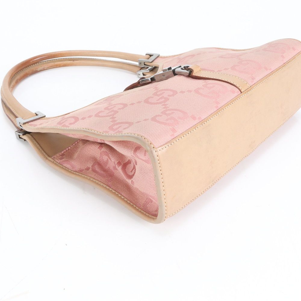 美品 グッチ GG キャンバス ジャッキー レザー トート バッグ ハンド