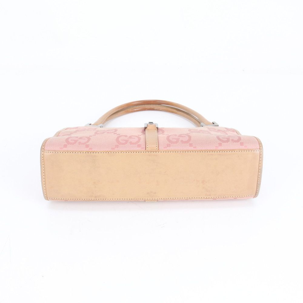 美品 グッチ GG キャンバス ジャッキー レザー トート バッグ ハンド