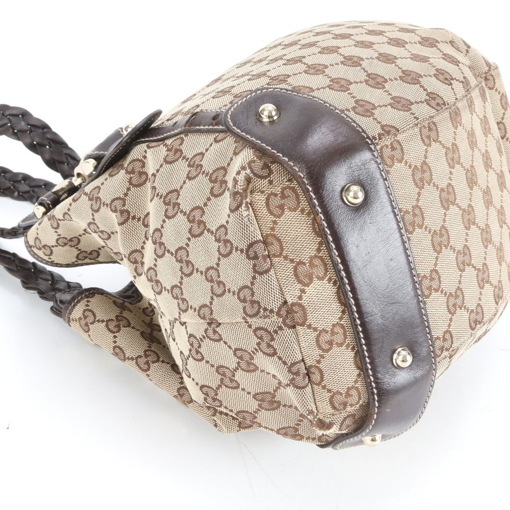 美品 グッチ GG キャンバス ホースビット レザートート バッグ 肩掛け