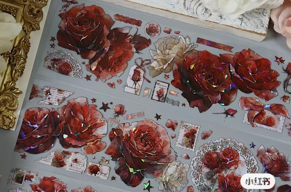 2510165 静謐薔薇 海外マスキングテープ巻き売り フラワー花 - メルカリ