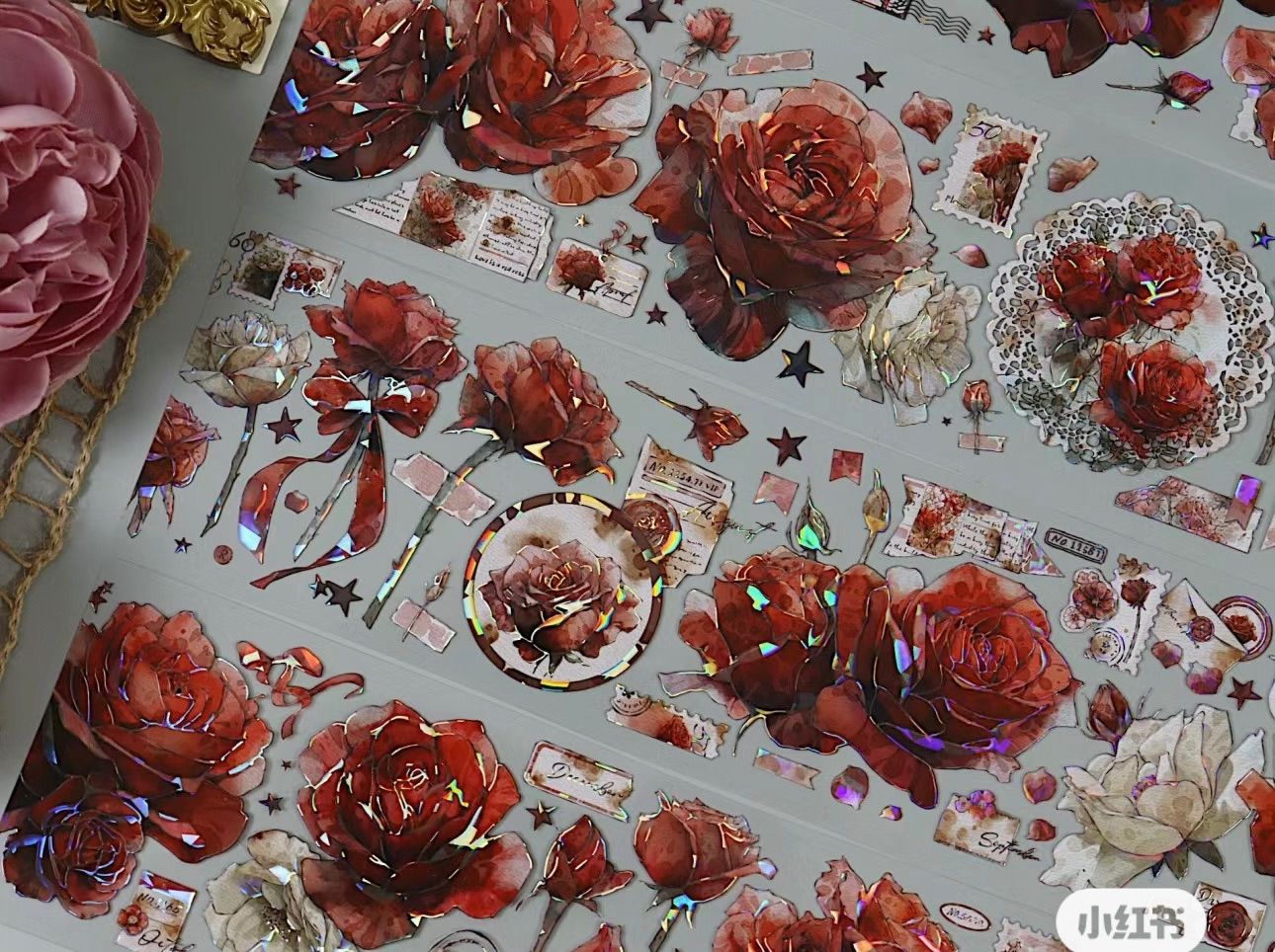 2510165 静謐薔薇 海外マスキングテープ巻き売り フラワー花 - メルカリ