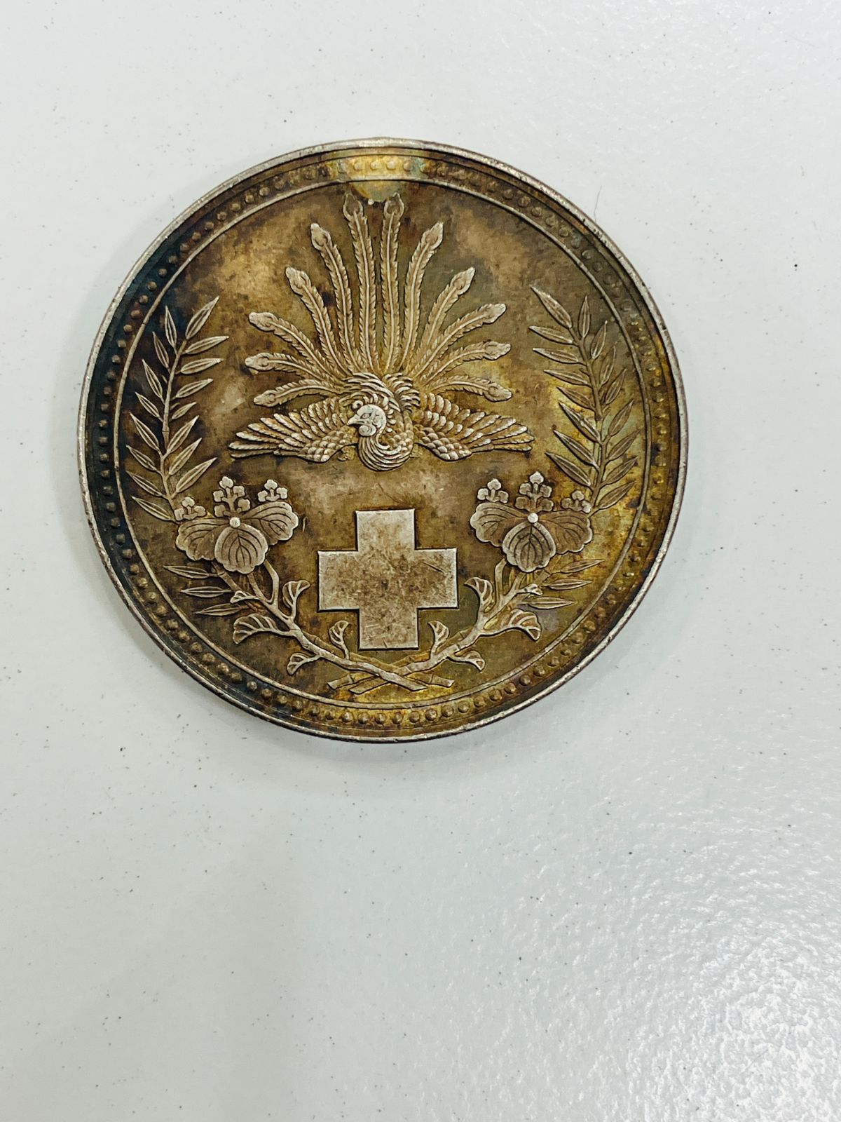 A【保管品】明治二十一年 日本赤十字社 社員章 メダル本体のみ 銀製