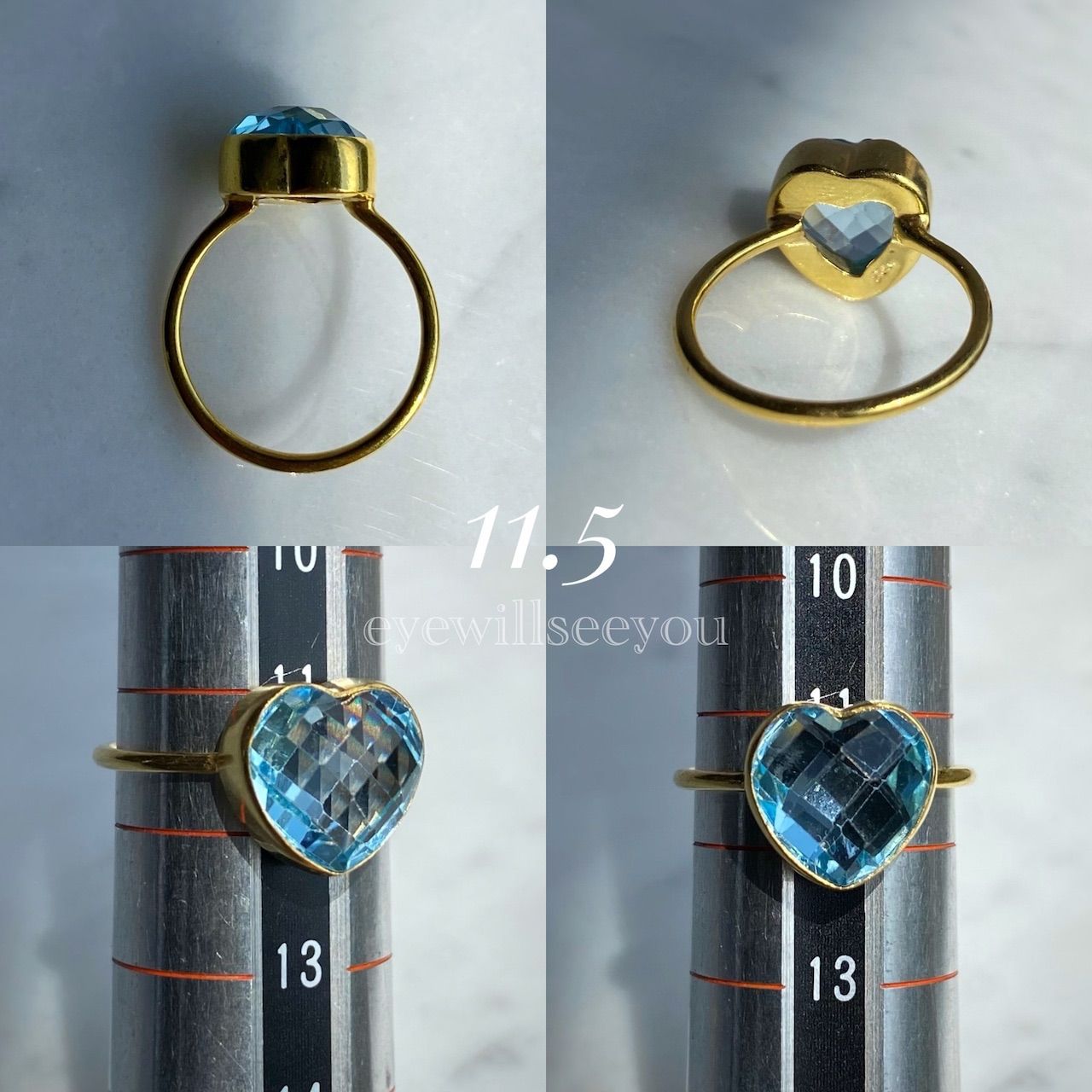 11.5号 Blue topaz heart ring リング 指輪 アクセサリー レディース