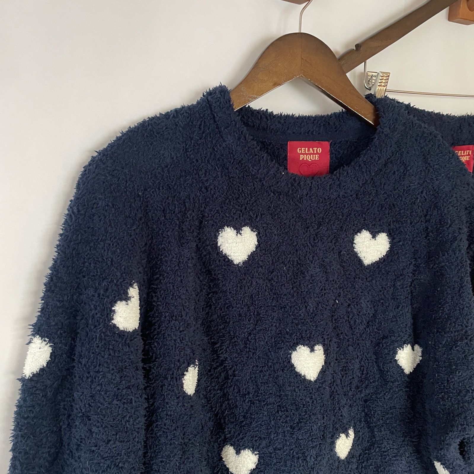 ジェラートピケオム メンズ ジャガード ハート ルームウェア セットアップ M ネイビー