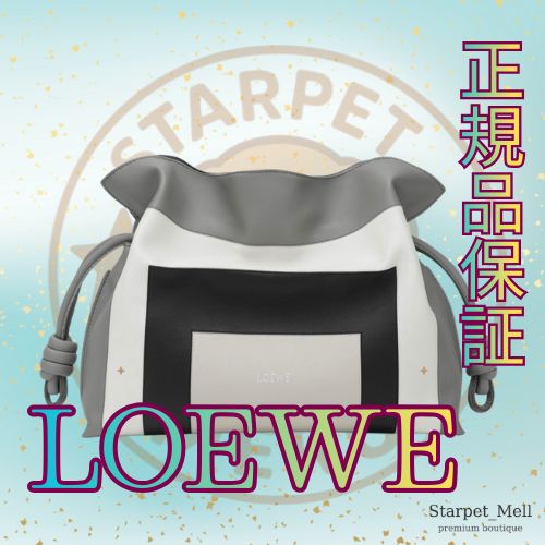 LOEWE ロエベ ミディアムフラメンコクラッチバッグ グレー ライトゴースト