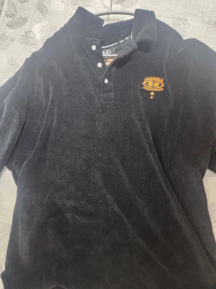 圧倒タオル地 Tシャツ ブラックオレンジ L