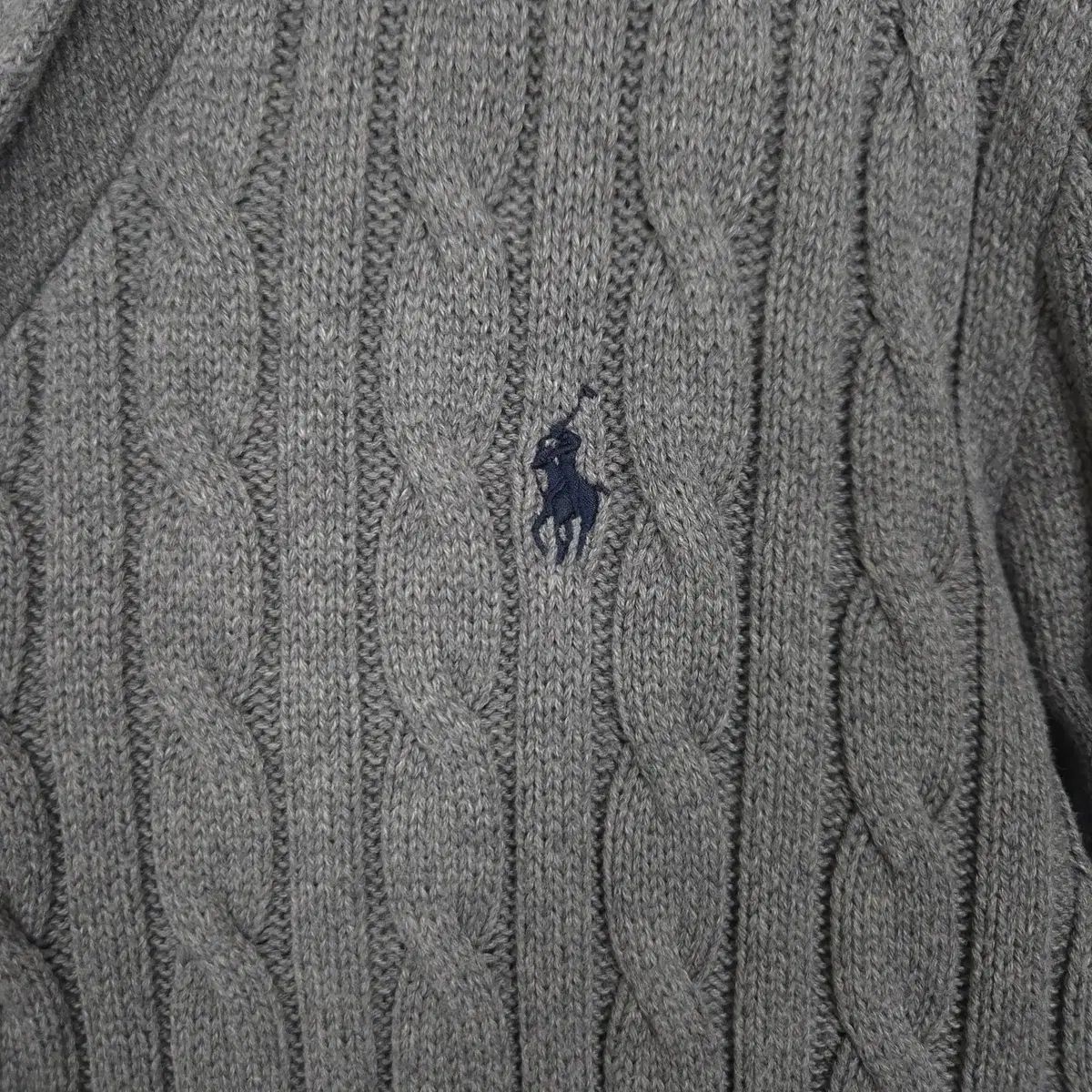 90-95 ポロ ラルフローレン グレー ケーブル ショールカラー コットン