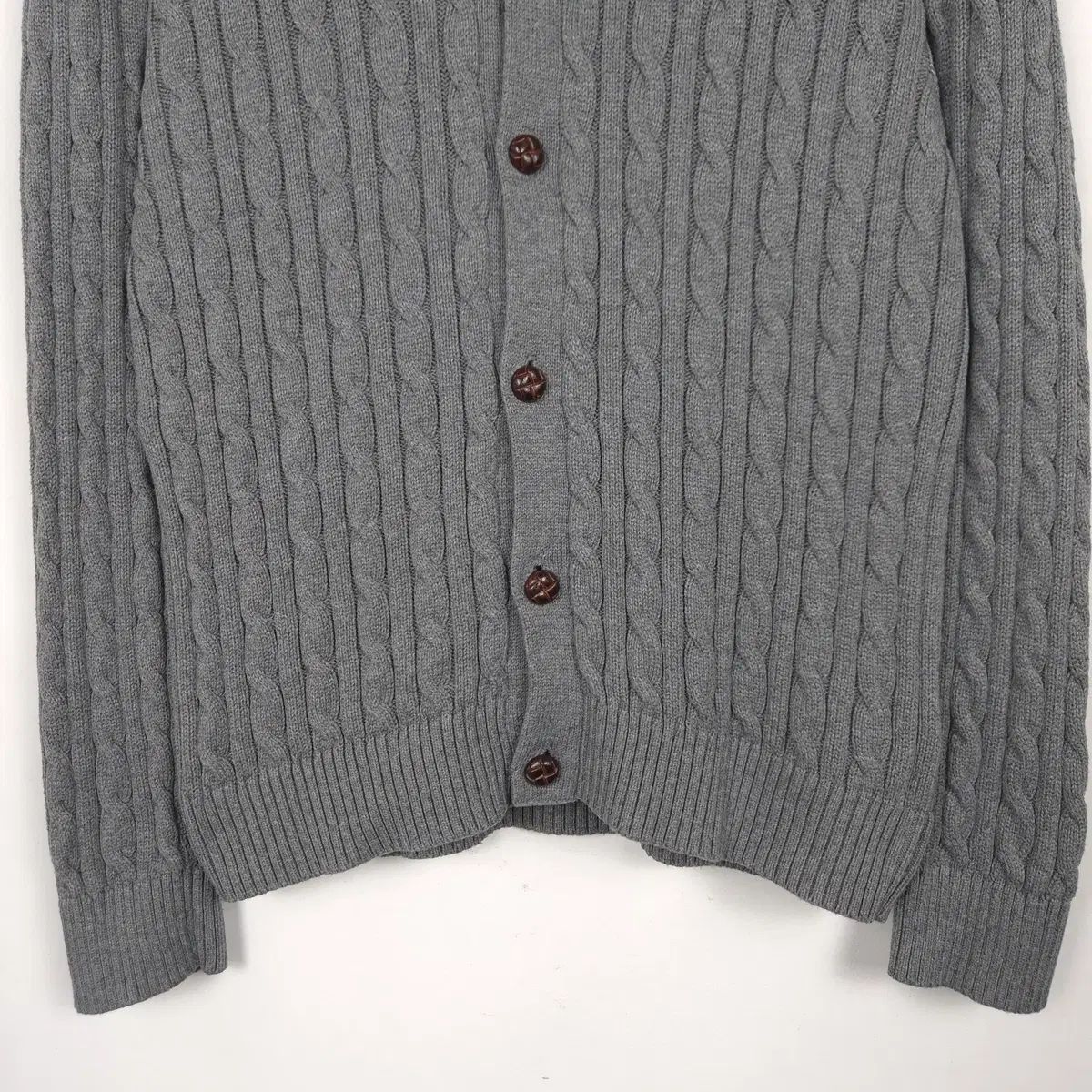 90-95 ポロ ラルフローレン グレー ケーブル ショールカラー コットン