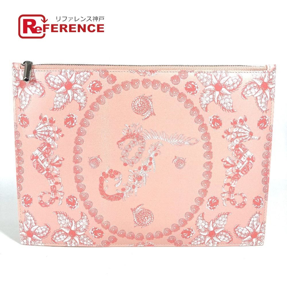 TIFFANY Co ティファニー クラッチバッグ ロゴ レザー ピンク