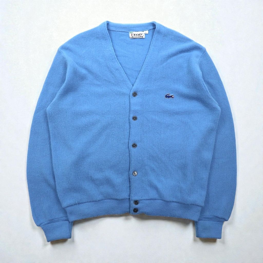IZOD LACOSTE 70年代 糸巻きタグ ニット カーディガン L ブルー